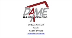 Desktop Screenshot of dame-hausverwaltung.de